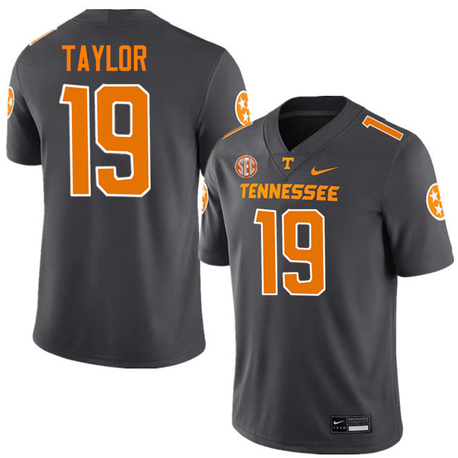 Darrell Taylor Tennessee Jersey,Tennessee Volunteers #19 Darrell Taylor College Jersey-Smoke Grey